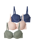 3pk Lace & Mesh Wired Balcony Bras