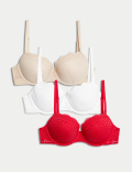 3pk Lace & Mesh Wired Balcony Bras