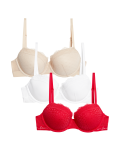 3pk Lace & Mesh Wired Balcony Bras