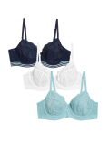 3pk Lace & Mesh Wired Balcony Bras A-E