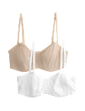 2 Pack Jasmine Lace Wired Strapless Bras (A-E)