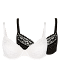 2 Pack Louisa All Over Lace Non-Padded Full Cup Bras B-DD