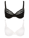 2 Pack Louisa All Over Lace Non-Padded Full Cup Bras B-DD
