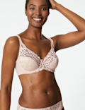 Jacquard & Lace Non-Padded Full Cup Bra A-D
