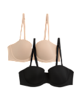 2 Pack Wired Strapless Bras (A-E)