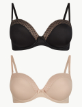 2 Pack Padded Push-up Plunge Strapless Bras A-E
