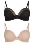 2 Pack Padded Push-up Plunge Strapless Bras A-E