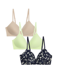 3pk Cotton Non Wired Full Cup T-Shirt Bra A-E