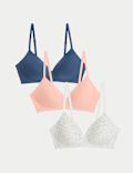 3pk Cotton Non Wired Full Cup T-Shirt Bra A-E