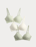 3pk Cotton Non Wired Full Cup T-Shirt Bra A-E
