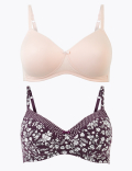 2 Pack Printed Full Cup Bras A-DD