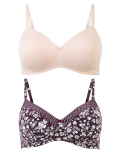 2 Pack Printed Full Cup Bras A-DD