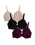 3pk Padded Wired Plunge Bras F-H