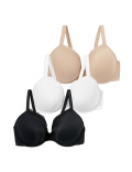 3pk Padded Wired Plunge Bras F-H