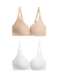 2 Pack Cotton Plain Sweetheart Neck Bra