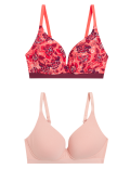 2pk Cotton Non Wired Plunge Bras