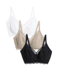 3pk Lace Trim Non Wired Bralettes F-H