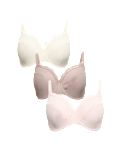 3pk Wired Full Cup Bras F-H