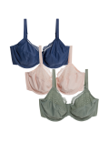 3pk Wired Full Cup Bras F-H