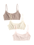 3 Pack Seamless Non Wired Micro Crop Tops