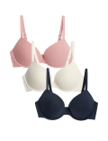 3pk Cotton Wired Push-Up Bras A-E
