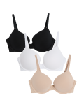 3pk Cotton Wired Push-Up Bras A-E