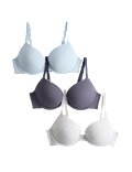3pk Cotton Wired Push-Up Bras A-E
