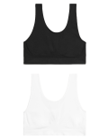 2pk Non-Wired Full Cup Seamless Crop Tops