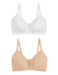 2pk Cotton Rich Non-Wired Full Cup Bras AA-E