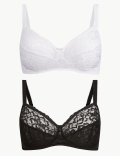 2 Pack Louisa Lace Non-Padded Full Cup Bras A-DD