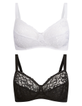 2 Pack Louisa Lace Non-Padded Full Cup Bras A-DD