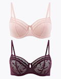 2pk Embroidered Balcony Bras B-E