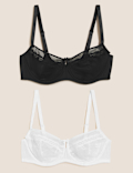 2pk Embroidered Balcony Bras B-E