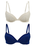 2 Pack Lace Embroidered Push-up Plunge Bras