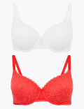 2pk Mesh Lace Full Cup Bras A-E