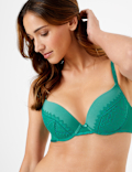 2pk Mesh Lace Push-Up Plunge Bras A-E
