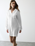 Pure Cotton Textured Muslin Nightshirt