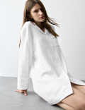 Pure Cotton Textured Muslin Nightshirt