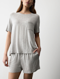 Button Fly Detail Pyjama Shorts