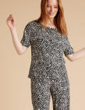 Leopard Print Cuffed Hem Pyjama Set