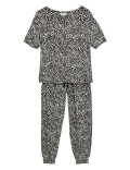 Leopard Print Cuffed Hem Pyjama Set