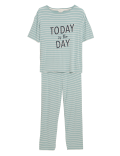 Slogan and Stripe Pyjama Set