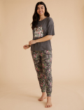 Cotton Pick Happiness Slogan Pyjama Set