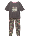 Cotton Pick Happiness Slogan Pyjama Set