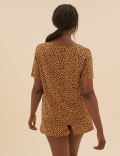 Satin Cheetah Print Short Pyjama Set