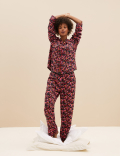 Heart Print Pyjama Set with Eye Mask