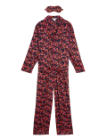 Heart Print Pyjama Set with Eye Mask