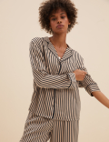 2 Pack Pure Viscose Striped Lapel Collar Pyjama Set