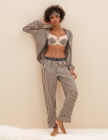2 Pack Pure Viscose Striped Lapel Collar Pyjama Set