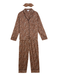 Leopard Print Pyjama Set with Eye Mask